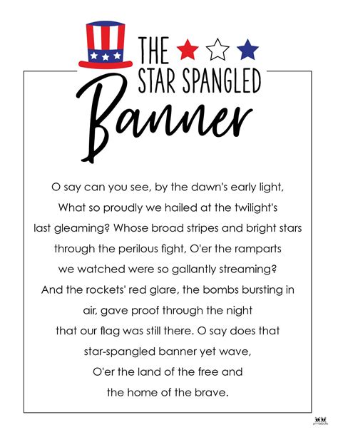 Printable Star Spangled Banner Lyrics