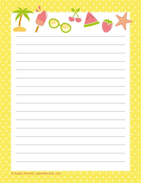 Printable Stationery Papers For Summer