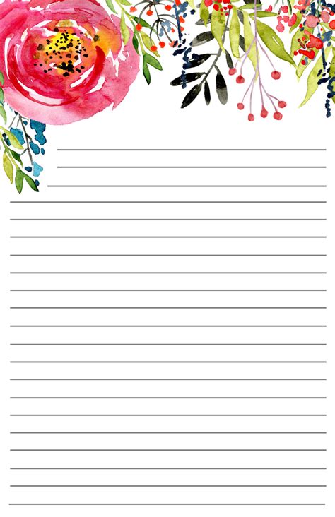 Printable Stationery Papers With Floral Design