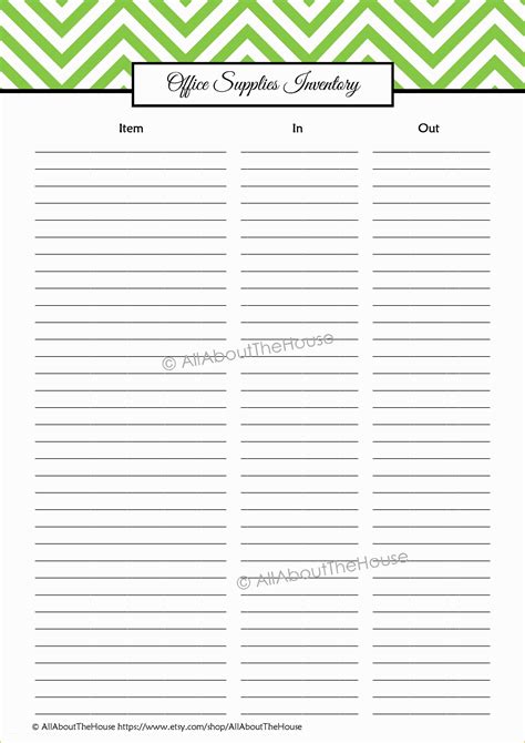 Printable Supply List Template