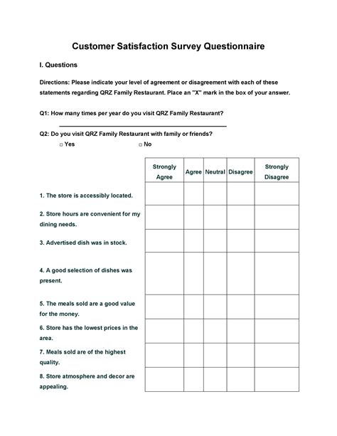 Printable Survey Templates