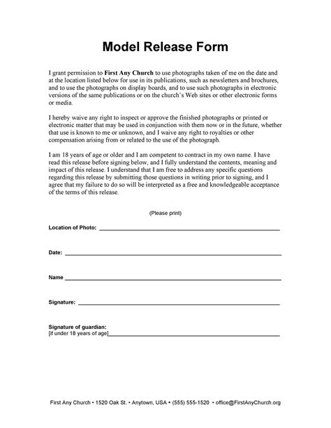 Printable Talent Release Form