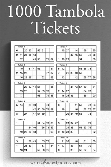 Printable Tambola Tickets