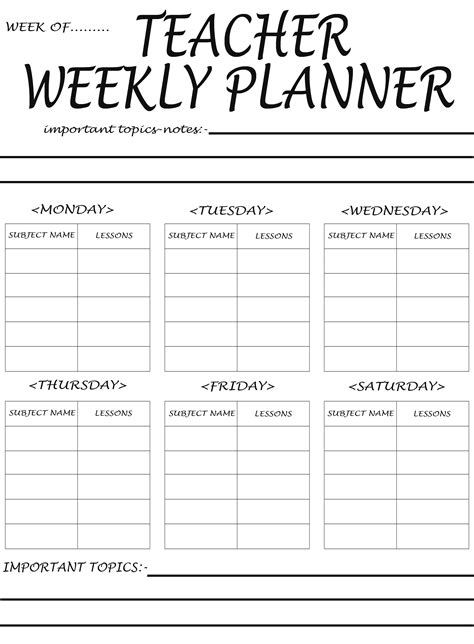 Printable Teacher Planner Examples