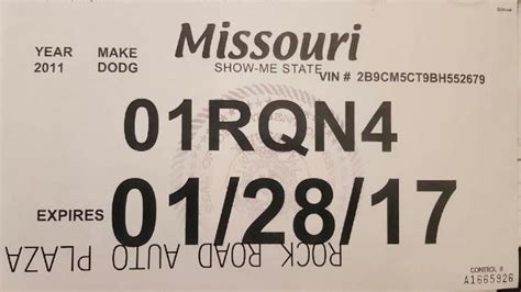 Printable Temporary License Plate in Missouri