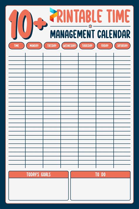 Printable Time Management Calendar