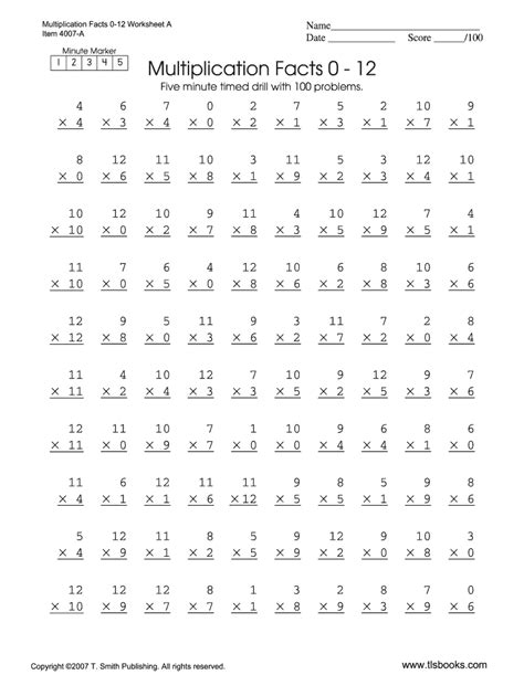 Printable Timed Tests