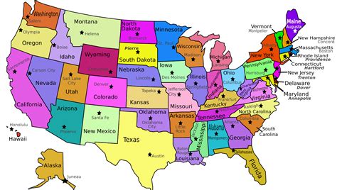 A printable US map with states and capitals for teachers