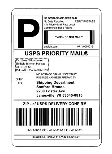 Printable USPS Shipping Label Templates