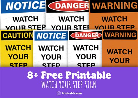 Printable Watch Your Step Signs