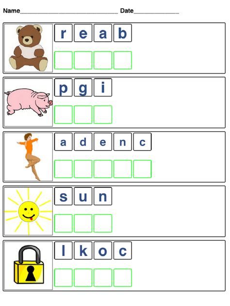 Printable Word Scrambles for Kids