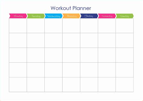 Printable Workout Calendar Template