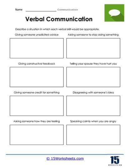 Printable worksheets for communication skills development