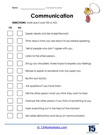 Printable worksheets for communication skills