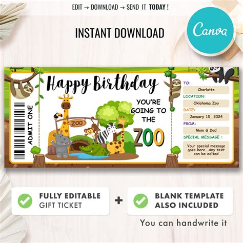 Printable Zoo Ticket Template for Birthday Parties Image 9