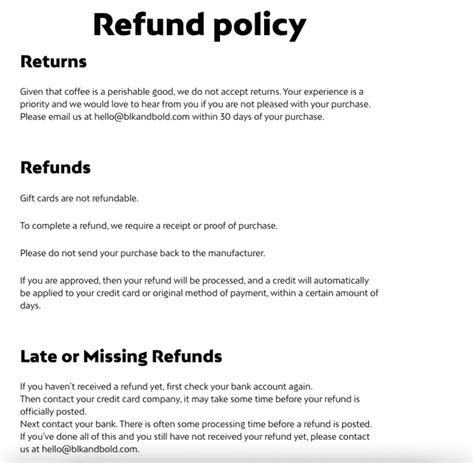 Printful Return Policy Template Example 1