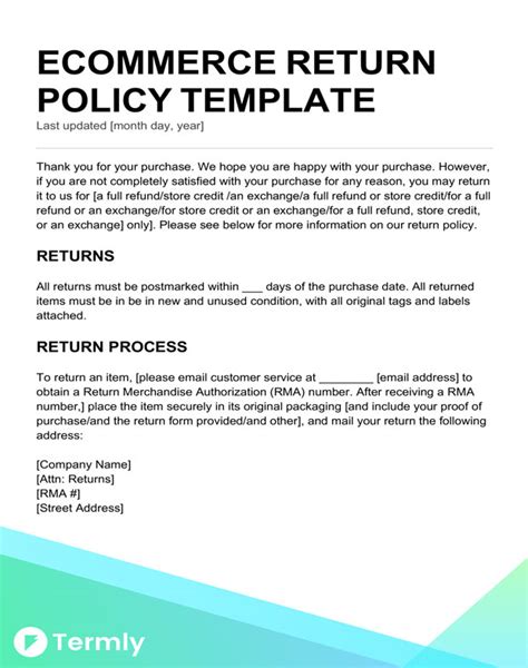 Printful Return Policy Template Example 5