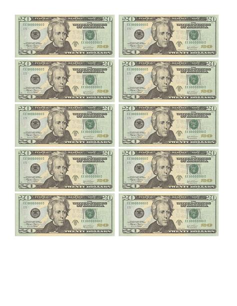 Printing fake money template