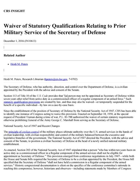 Prior Military Service Waiver