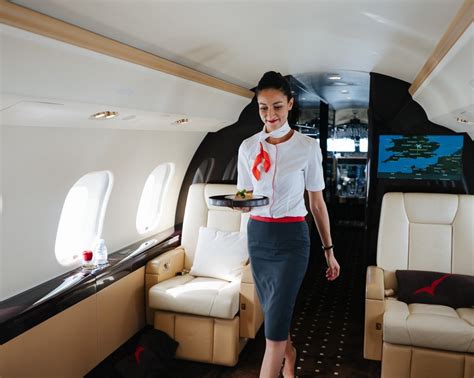 Flight attendant working for a private aircraft management company