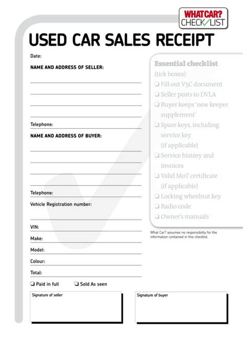 Private Car Sale Invoice Template