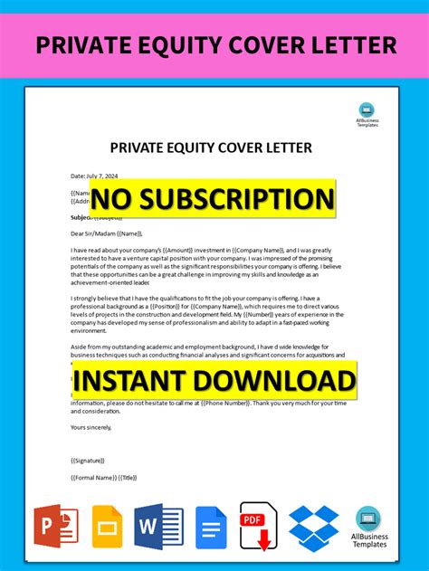 Private Equity Cover Letter