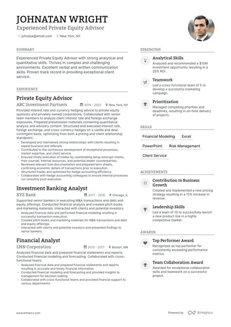 Private Equity Resume Template