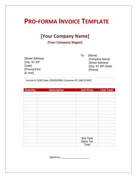 Pro Forma Invoice Template Excel Example