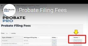 Probate Filing Fees and Costs