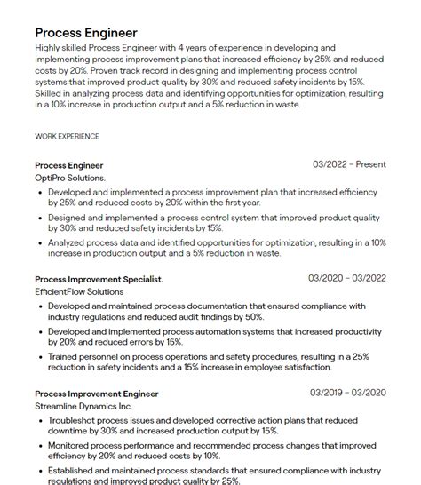 Process Engineer Resume Example PDF