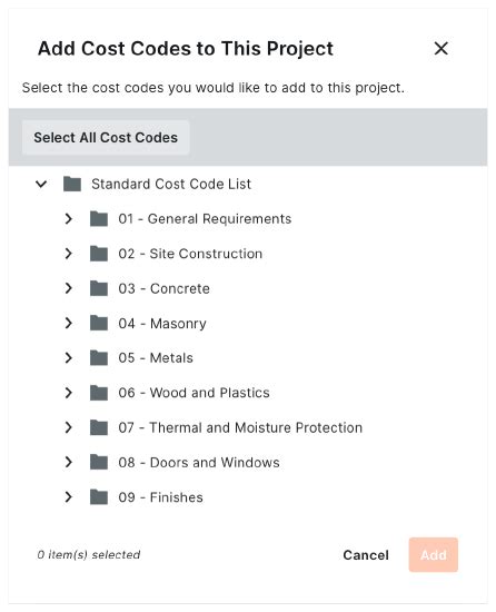 Procore Cost Code Template Design