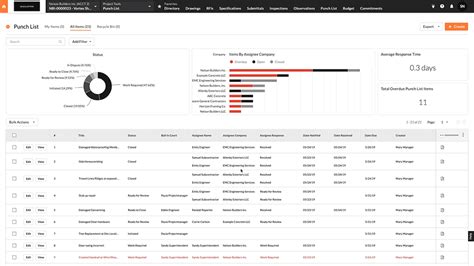 Procore Punch List Template Dashboards