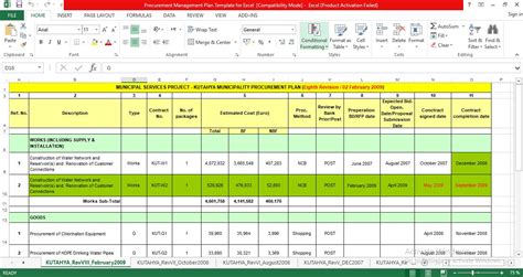 Procurement Data Entry Template in Excel