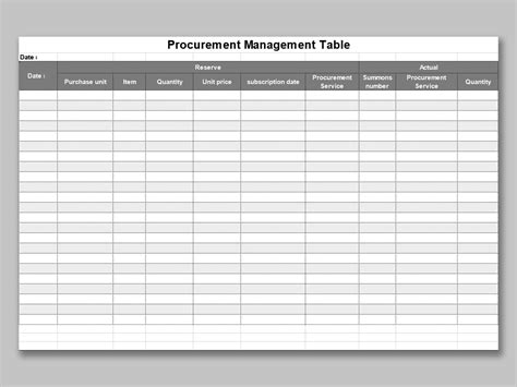 Procurement Template Excel