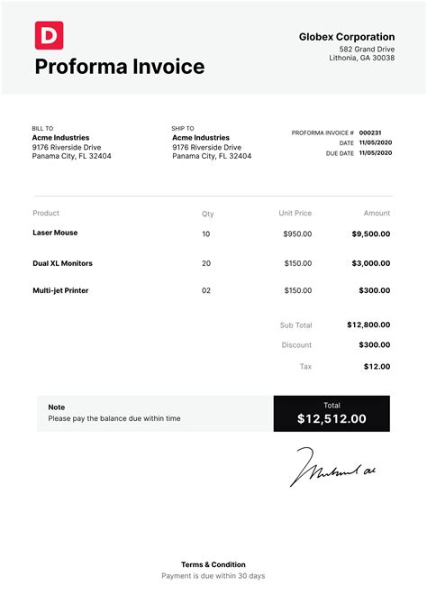 Product-Based Invoice Template