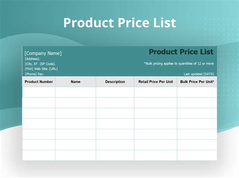 Product-Based Price List Template