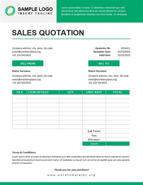 Product-Based Quotation Template