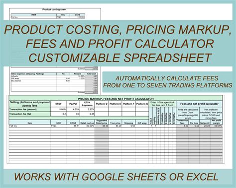 Product Costing Template Example