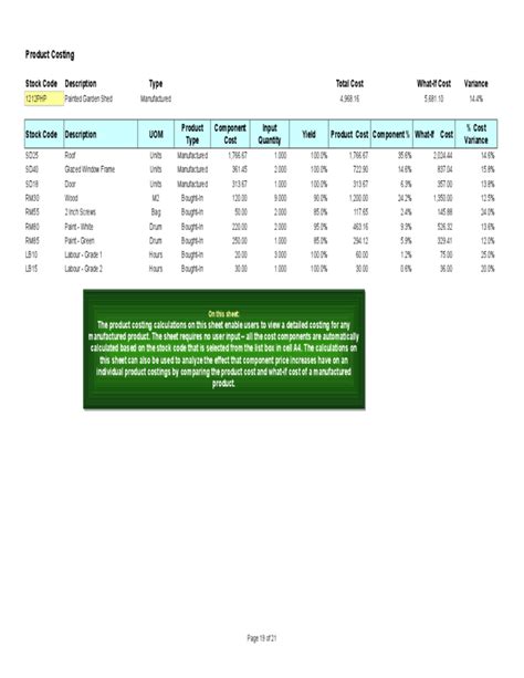 Easy-to-Use Costing Template