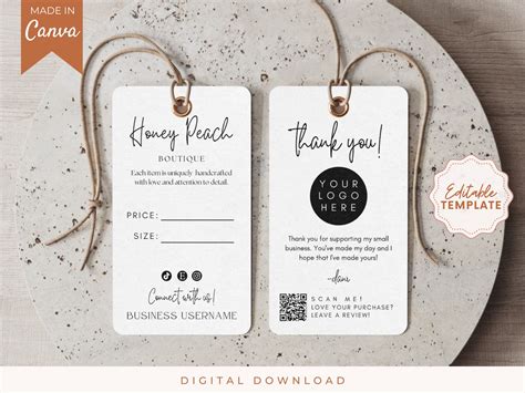 Product information tag template