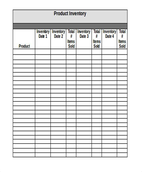 Product Inventory Template