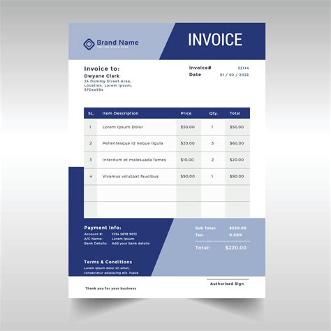 Product Invoice Template Example