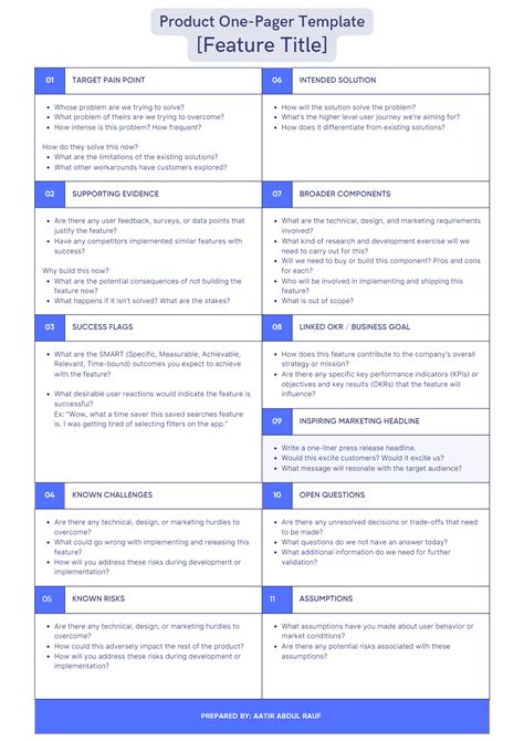 Product One Pager Template