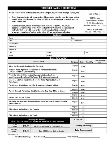 Product Order Form Template