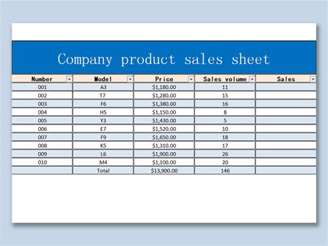 Product Sales Sheet Template