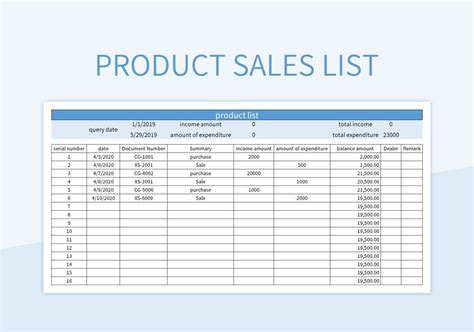 Product Sales Template