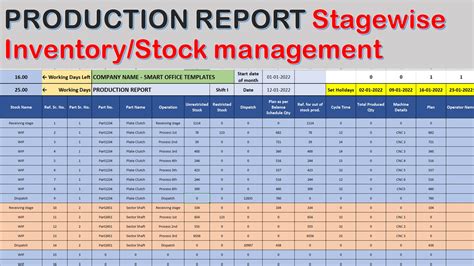 Production Report Template Excel