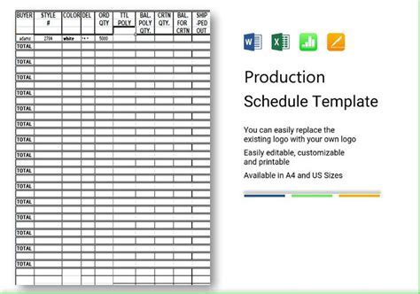 Production Schedule Template