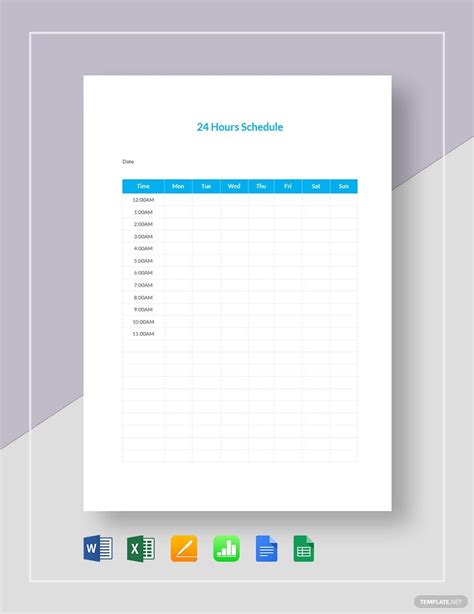 Productive 24 Hour Schedule Template in Word