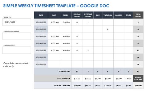 Productivity and Time Management Template Google Docs